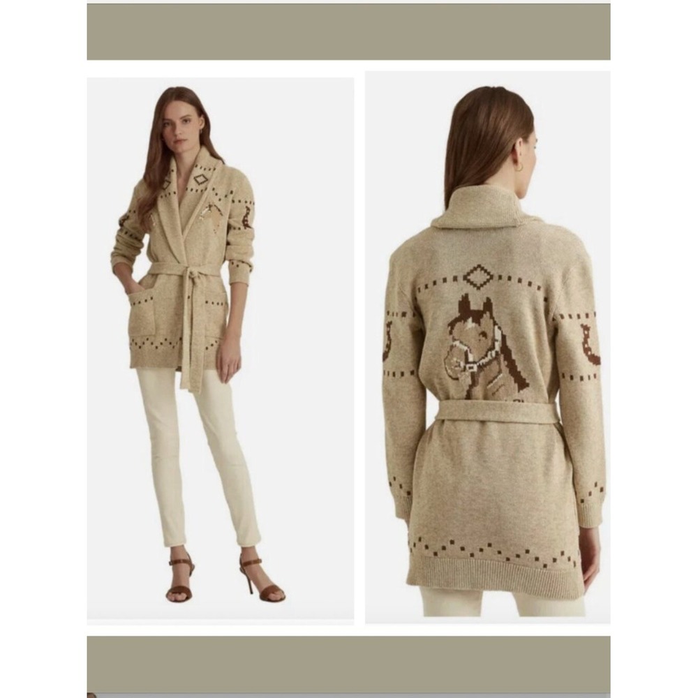 EUC Lauren Ralph Lauren Equestrian Sweater with Horse Design XXS